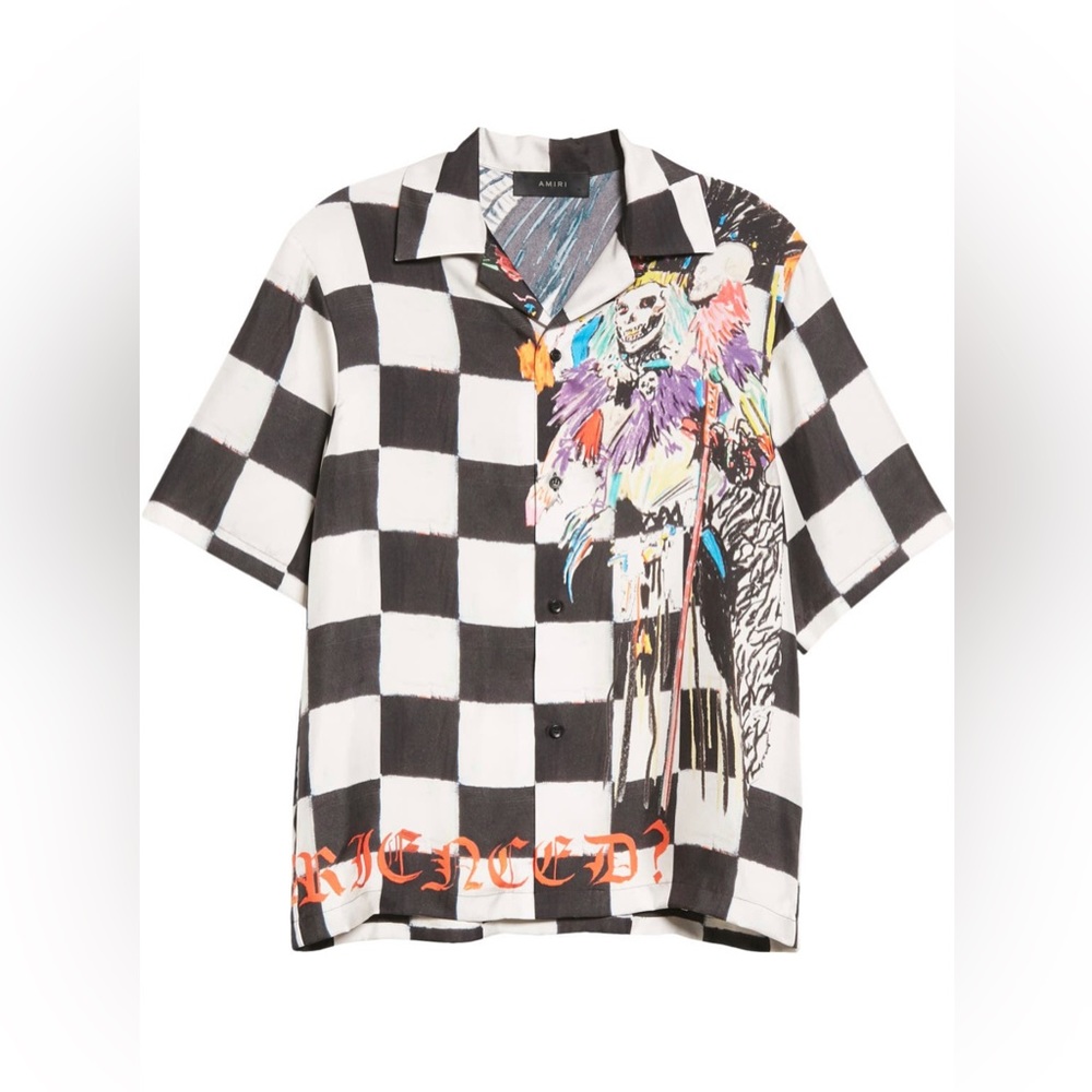 Amiri x Wes Lang Skull Silk Bowling Shirt